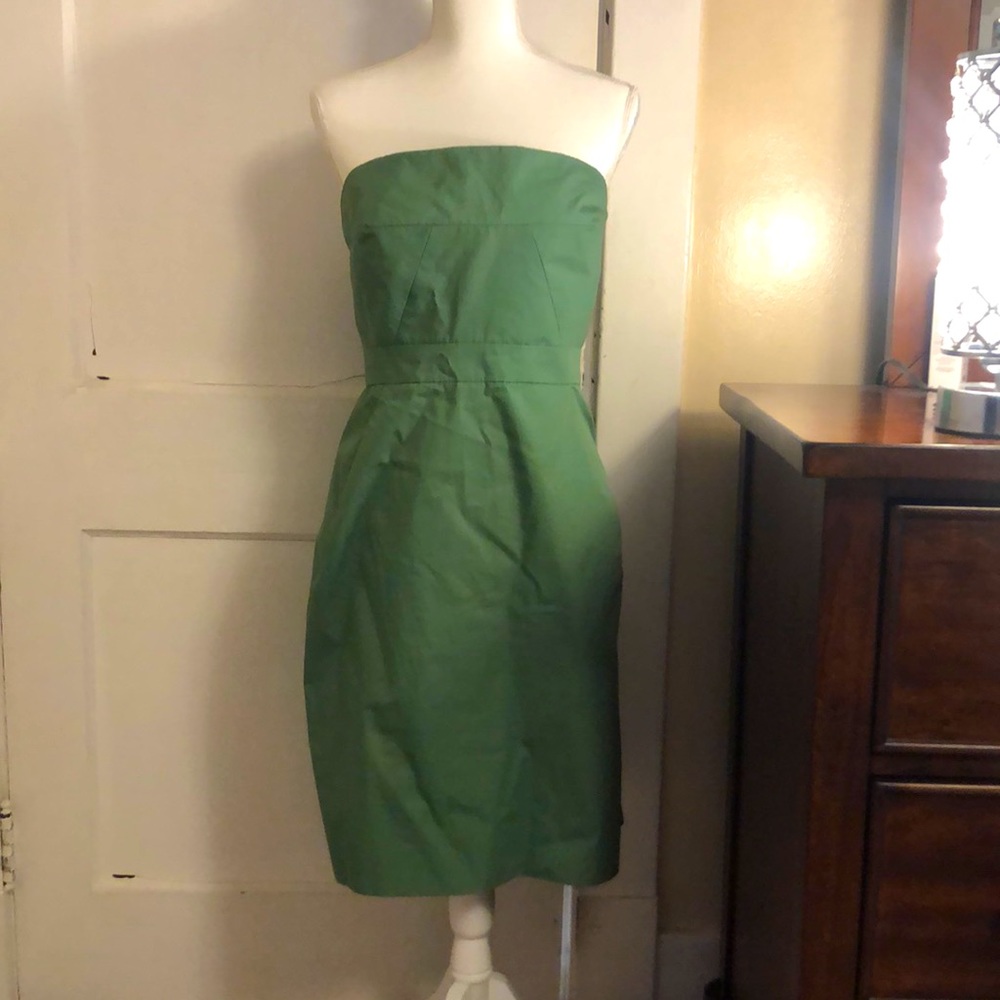 J. Crew Green Strapless Dress